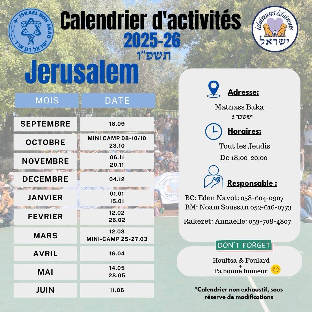 Évènements 2025-2026 Jérusalem