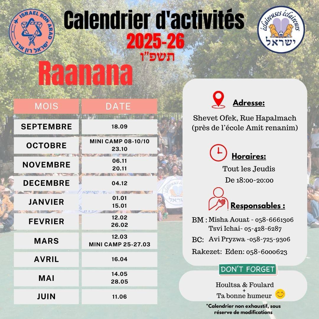Évènements 2025-2026 Raanana